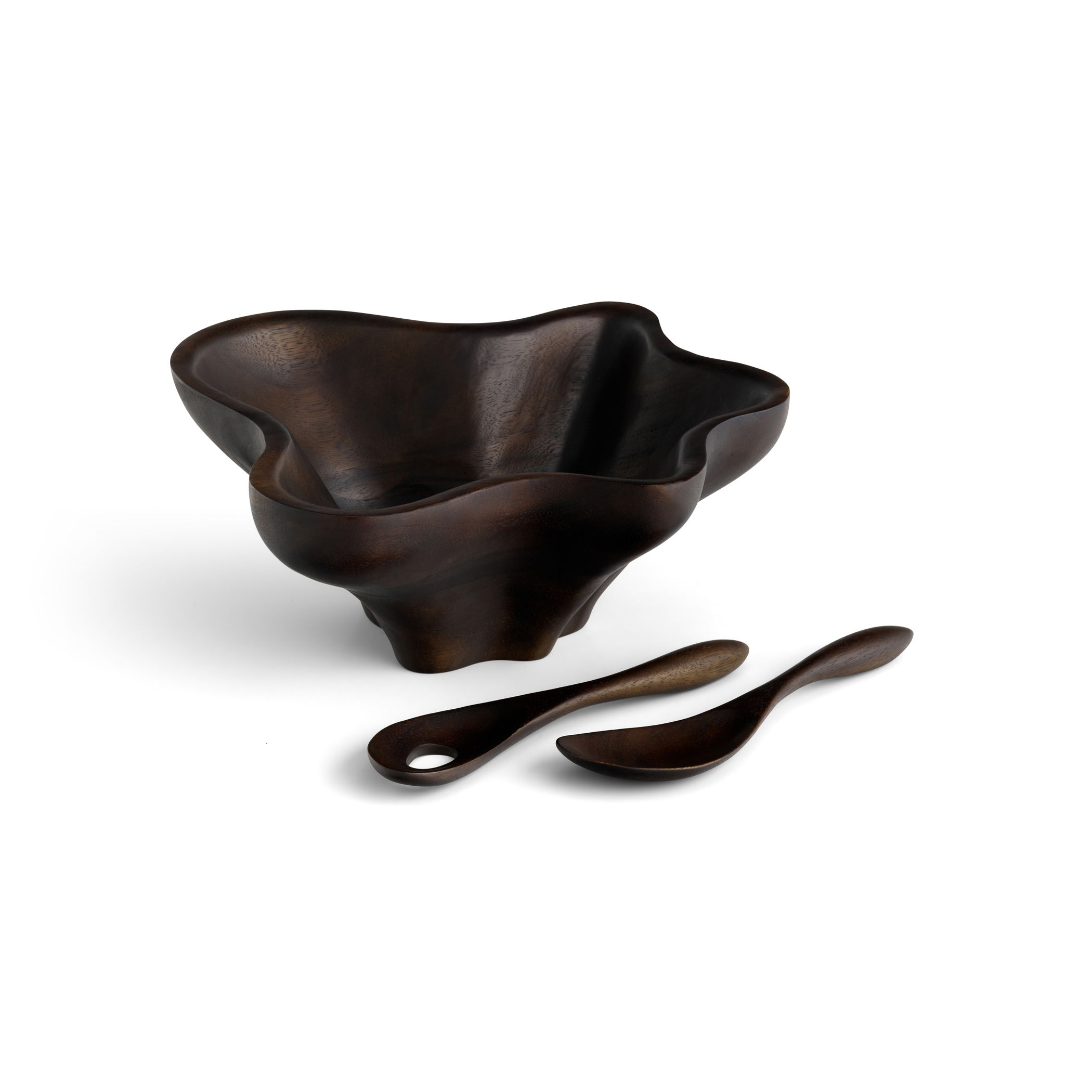 Oceana Coral Salad Bowl w/ Servers - Espresso image number null